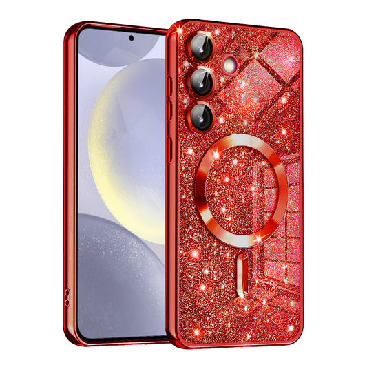 MagSafe maska za Samsung Galaxy S24+ S926, Techsuit, Luxury Glitter, Crvena