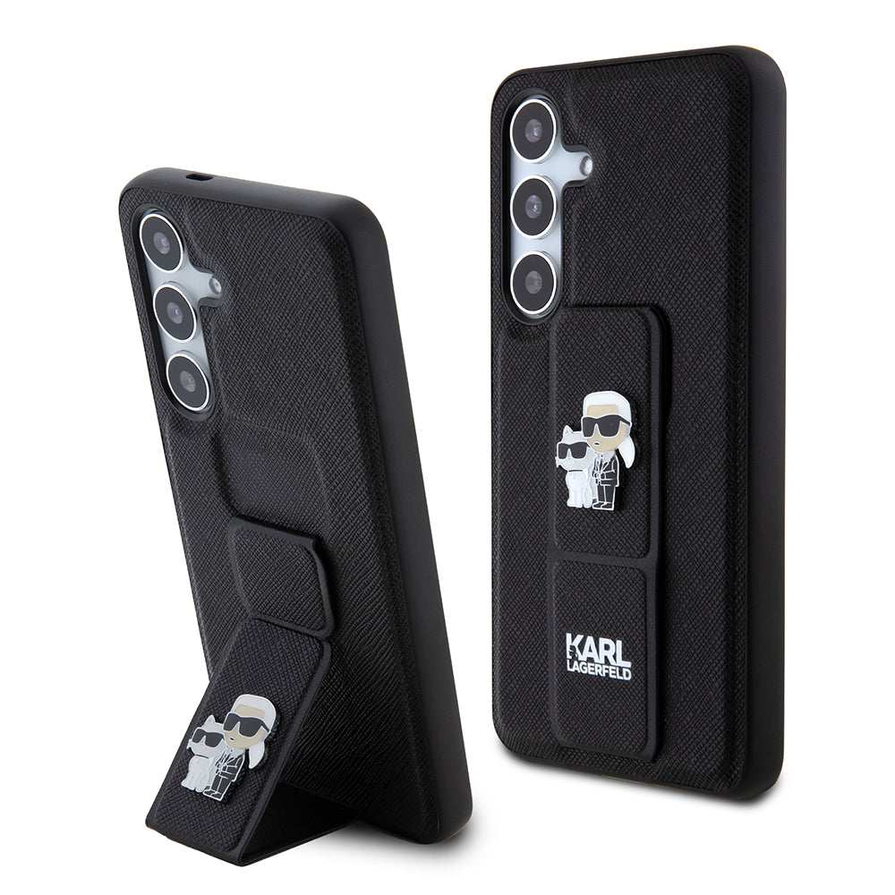 MagSafe futrola za Samsung Galaxy S24 S921, Karl Lagerfeld, Saffiano Gripstand Karl & Choupette, Crna