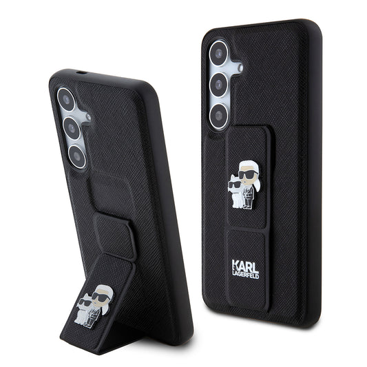 MagSafe futrola za Samsung Galaxy S24 S921, Karl Lagerfeld, Saffiano Gripstand Karl & Choupette, Crna