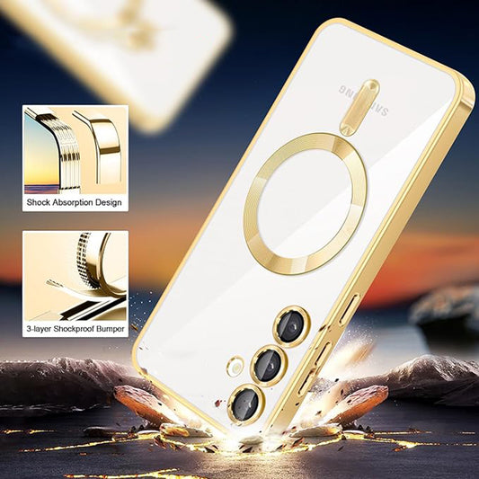 MagSafe maska za Samsung Galaxy S24 S921, Techsuit, Luxury Crystal, Srebrna