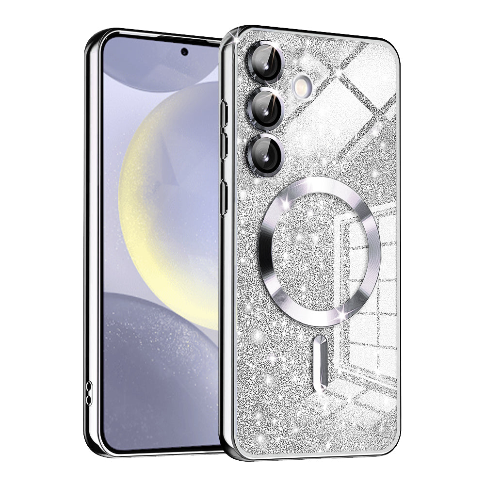 MagSafe futrola za Samsung Galaxy S24 S921, Techsuit, Luxury Glitter, Srebrna