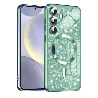 MagSafe futrola za Samsung Galaxy S24 S921, Techsuit, Luxury Glitter, Svijetlo Zelena