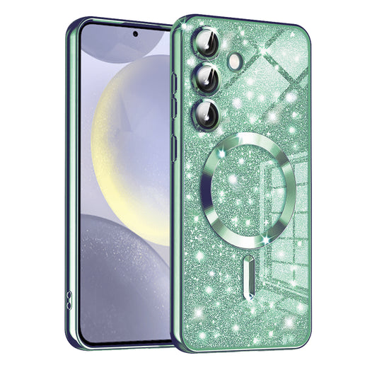 MagSafe futrola za Samsung Galaxy S24 S921, Techsuit, Luxury Glitter, Svijetlo Zelena