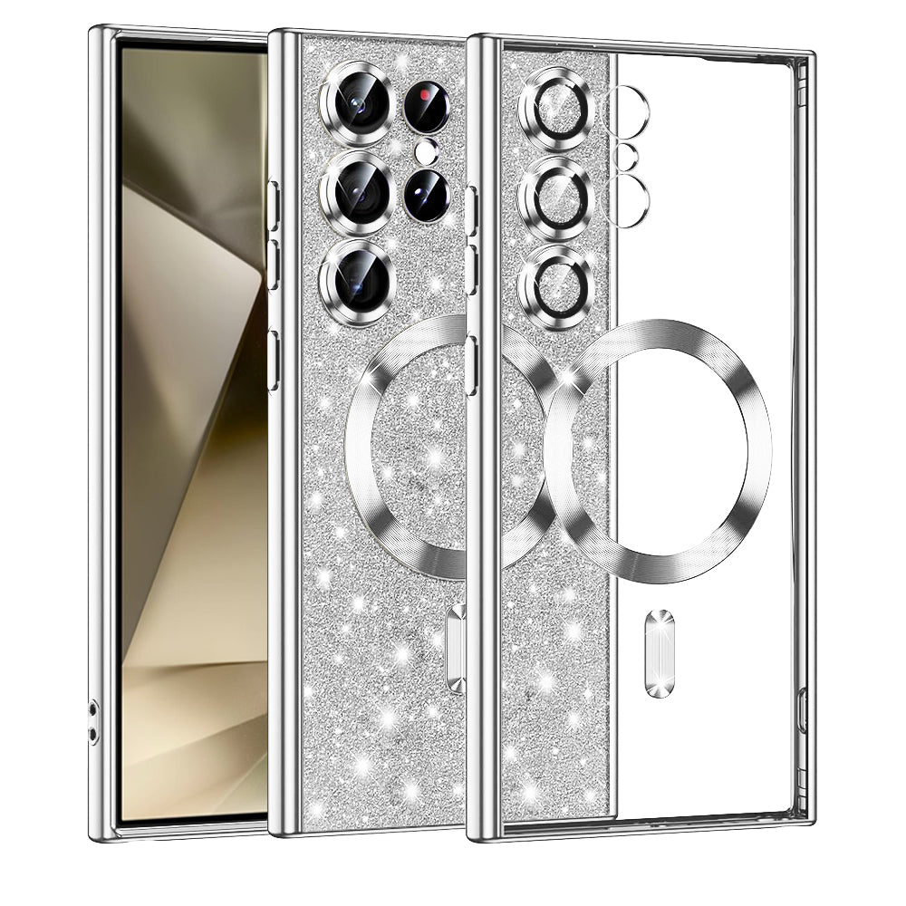 MagSafe futrola za Samsung Galaxy S24 Ultra S928, Techsuit, Luxury Glitter, Srebrna