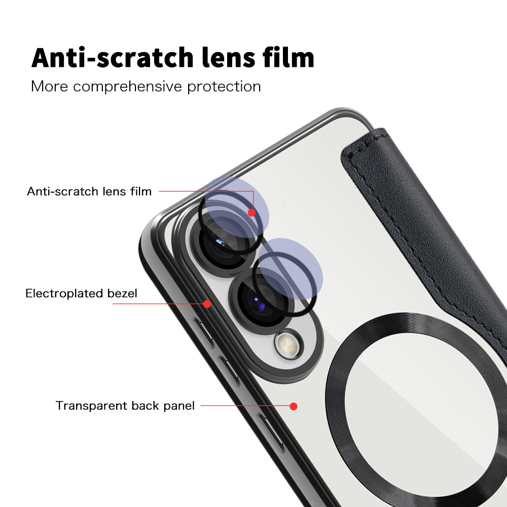 MagSafe futrola za Samsung Galaxy S25 Edge S937, Techsuit, SmartMag Book, Crna