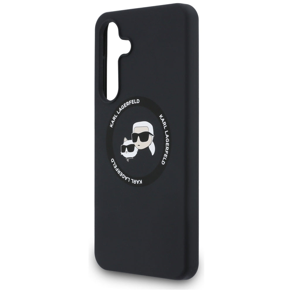 Futrola MagSafe za Samsung Galaxy S25 FE, Karl Lagerfeld, Silikonska Karl & Choupette's Heads, Crna
