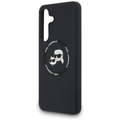 Futrola MagSafe za Samsung Galaxy S25 FE, Karl Lagerfeld, Silikonska Karl & Choupette's Heads, Crna