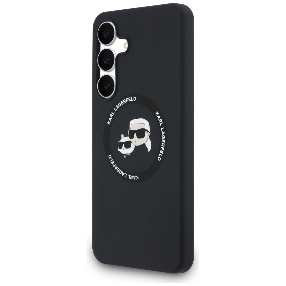 Futrola MagSafe za Samsung Galaxy S25 FE, Karl Lagerfeld, Silikonska Karl & Choupette's Heads, Crna