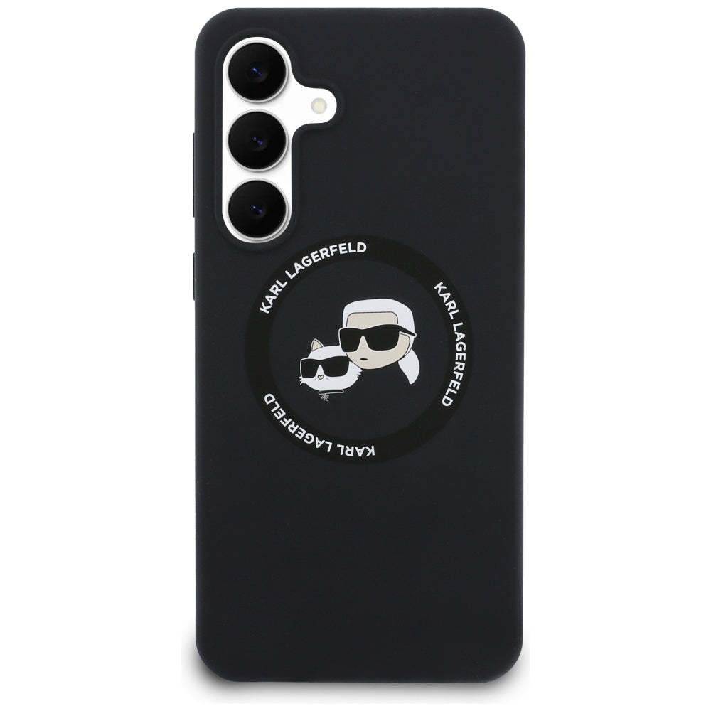 Futrola MagSafe za Samsung Galaxy S25 FE, Karl Lagerfeld, Silikonska Karl & Choupette's Heads, Crna