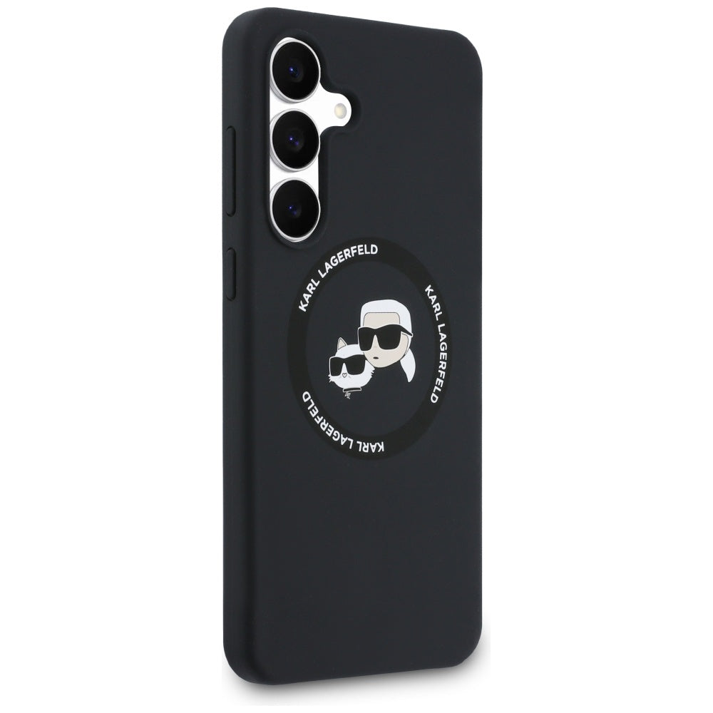 Futrola MagSafe za Samsung Galaxy S25 FE, Karl Lagerfeld, Silikonska Karl & Choupette's Heads, Crna