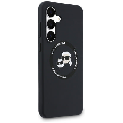 Futrola MagSafe za Samsung Galaxy S25 FE, Karl Lagerfeld, Silikonska Karl & Choupette's Heads, Crna