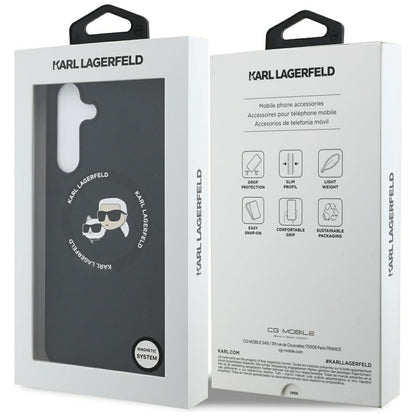 Futrola MagSafe za Samsung Galaxy S25 FE, Karl Lagerfeld, Silikonska Karl & Choupette's Heads, Crna