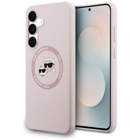 MagSafe futrola za Samsung Galaxy S25 FE, Karl Lagerfeld, Silikonska Karl & Choupette's Heads, Roza