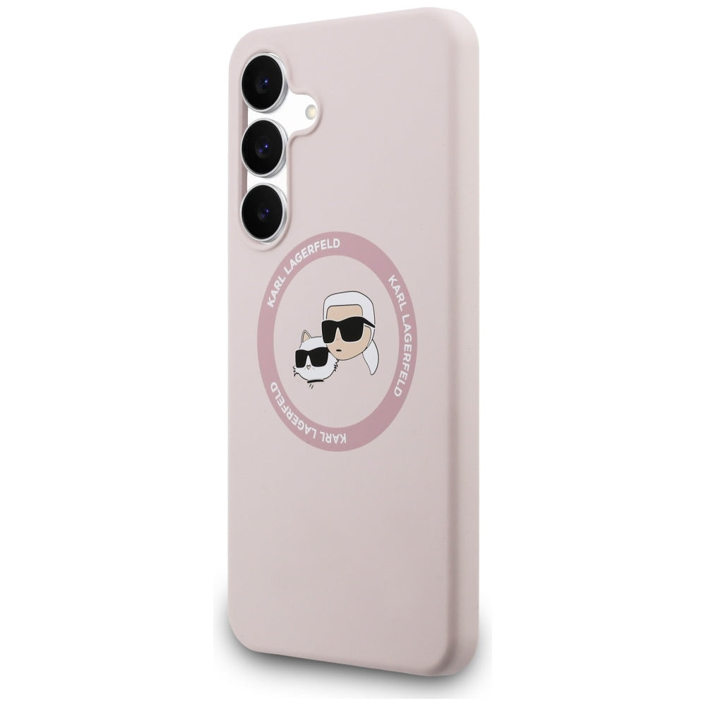 MagSafe futrola za Samsung Galaxy S25 FE, Karl Lagerfeld, Silikonska Karl & Choupette's Heads, Roza