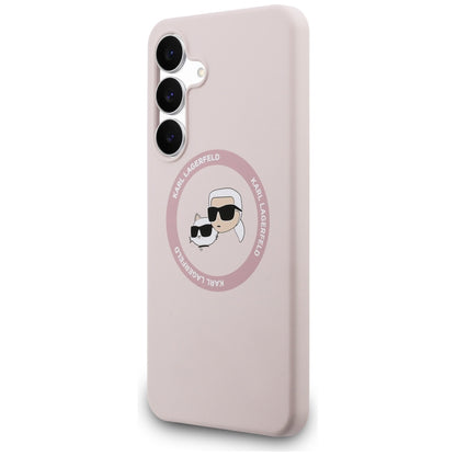 MagSafe futrola za Samsung Galaxy S25 FE, Karl Lagerfeld, Silikonska Karl & Choupette's Heads, Roza