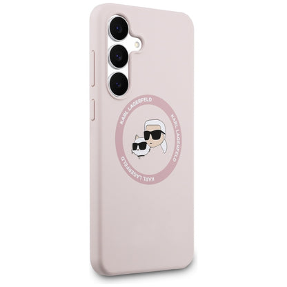 MagSafe futrola za Samsung Galaxy S25 FE, Karl Lagerfeld, Silikonska Karl & Choupette's Heads, Roza