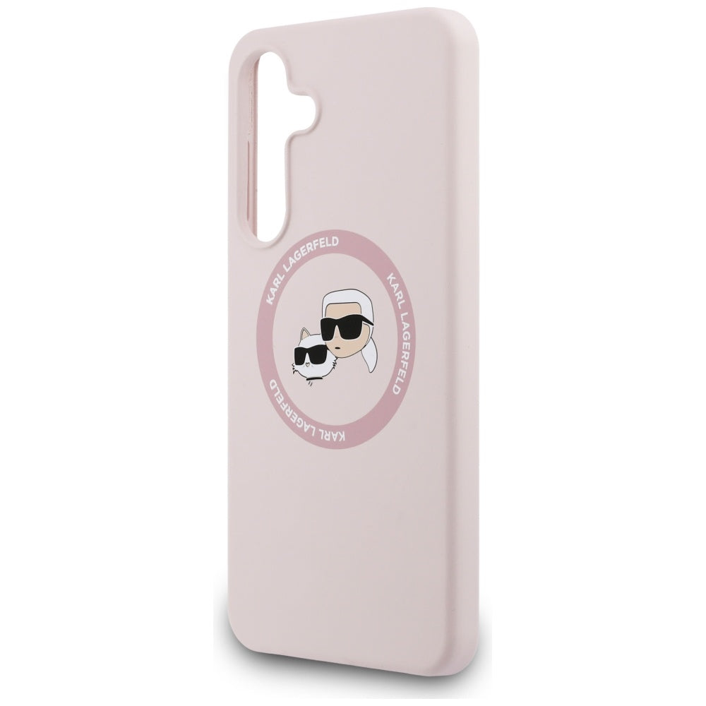 MagSafe futrola za Samsung Galaxy S25 FE, Karl Lagerfeld, Silikonska Karl & Choupette's Heads, Roza
