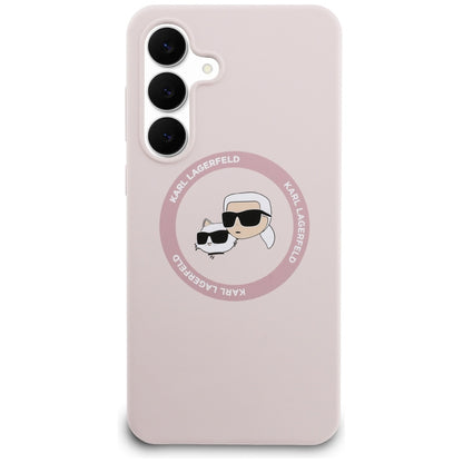 MagSafe futrola za Samsung Galaxy S25 FE, Karl Lagerfeld, Silikonska Karl & Choupette's Heads, Roza