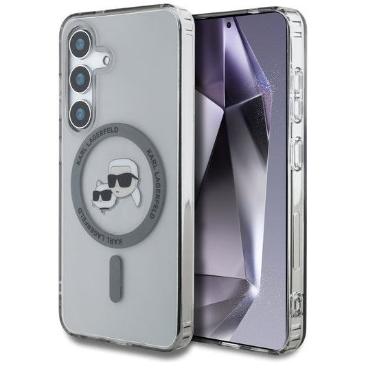 Futrola MagSafe za Samsung Galaxy S25+ S936, Karl Lagerfeld, IML Metal Karl & Choupette's Heads, Crna