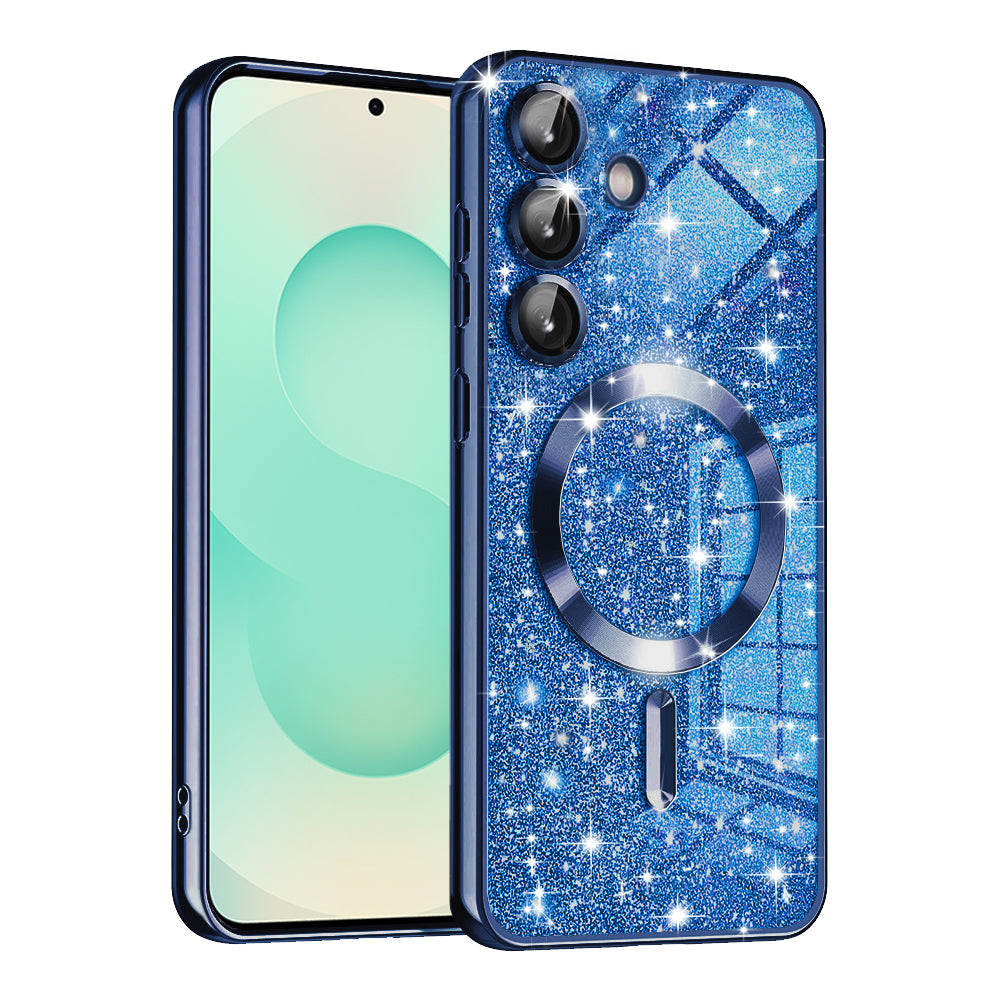MagSafe maska za Samsung Galaxy S25+ S936, Techsuit, Luxury Glitter, Tamno Plava