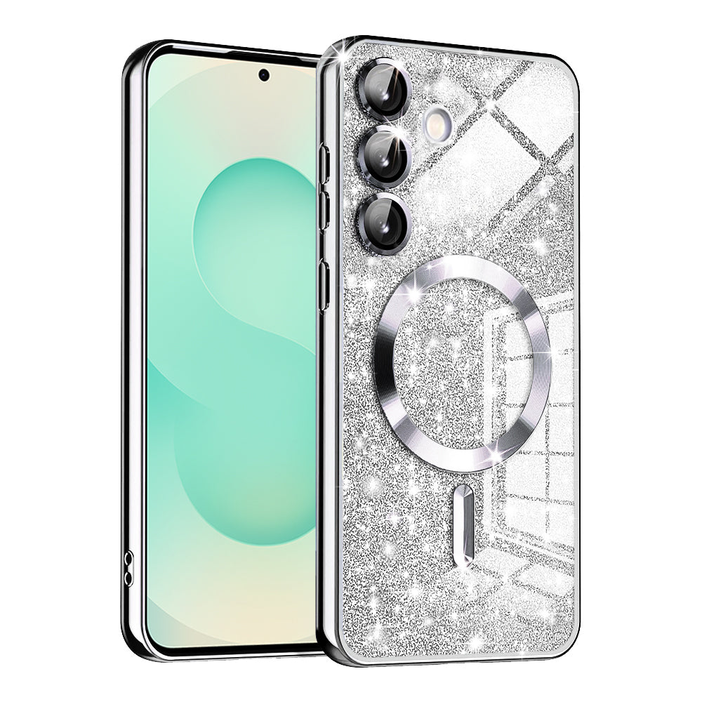 MagSafe futrola za Samsung Galaxy S25+ S936, Techsuit, Luxury Glitter, Srebrna