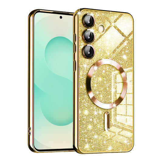MagSafe futrola za Samsung Galaxy S25+ S936, Techsuit, Luxury Glitter, Zlatna