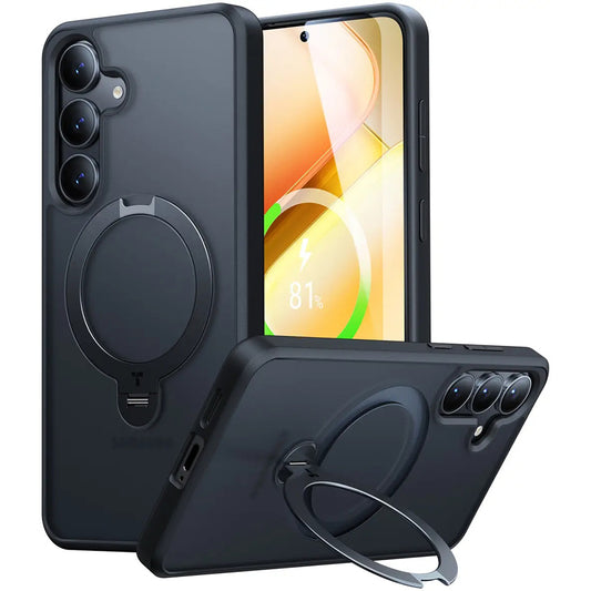 Futrola MagSafe za Samsung Galaxy S25+ S936, Torras, Ostand Spin, Crna