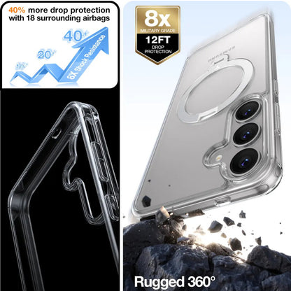Futrola MagSafe za Samsung Galaxy S25+ S936, Torras, Ostand Spin, Prozirna