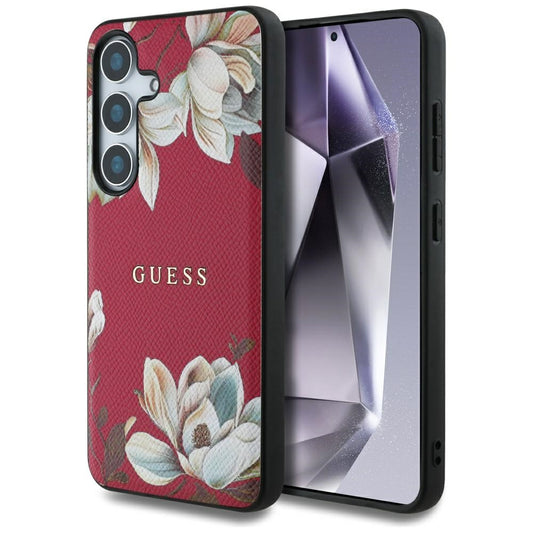 Husa MagSafe za Samsung Galaxy S25 S931, Guess, Grained Flowers, Fuksija