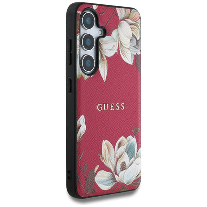 Husa MagSafe za Samsung Galaxy S25 S931, Guess, Grained Flowers, Fuksija