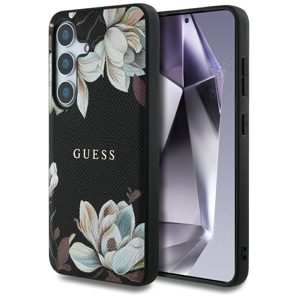 MagSafe futrola za Samsung Galaxy S25 S931, Guess, Grained Flowers, Crna