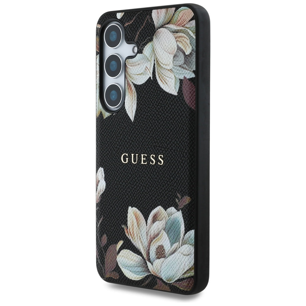 MagSafe futrola za Samsung Galaxy S25 S931, Guess, Grained Flowers, Crna