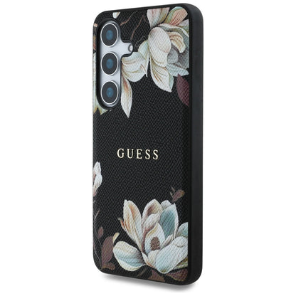 MagSafe futrola za Samsung Galaxy S25 S931, Guess, Grained Flowers, Crna
