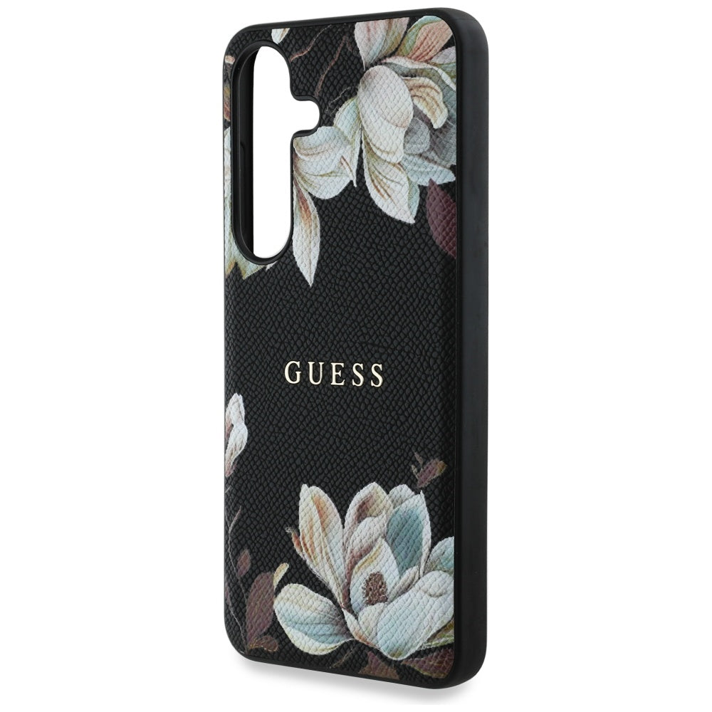 MagSafe futrola za Samsung Galaxy S25 S931, Guess, Grained Flowers, Crna