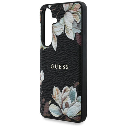 MagSafe futrola za Samsung Galaxy S25 S931, Guess, Grained Flowers, Crna