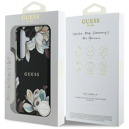 MagSafe futrola za Samsung Galaxy S25 S931, Guess, Grained Flowers, Crna