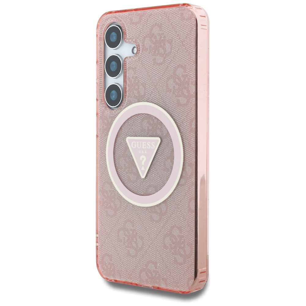 MagSafe futrola za Samsung Galaxy S25 S931, Guess, IML Glitter 4G Circle Triangle, Roza