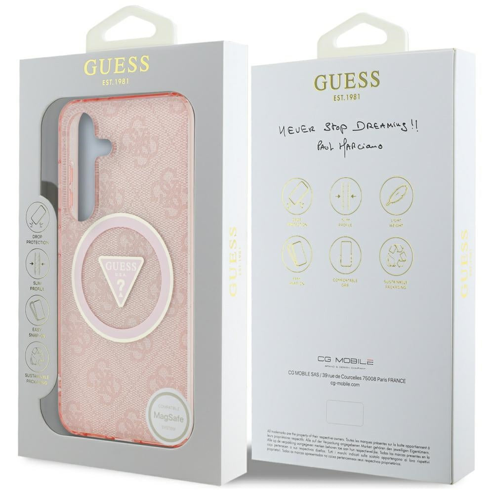 MagSafe futrola za Samsung Galaxy S25 S931, Guess, IML Glitter 4G Circle Triangle, Roza