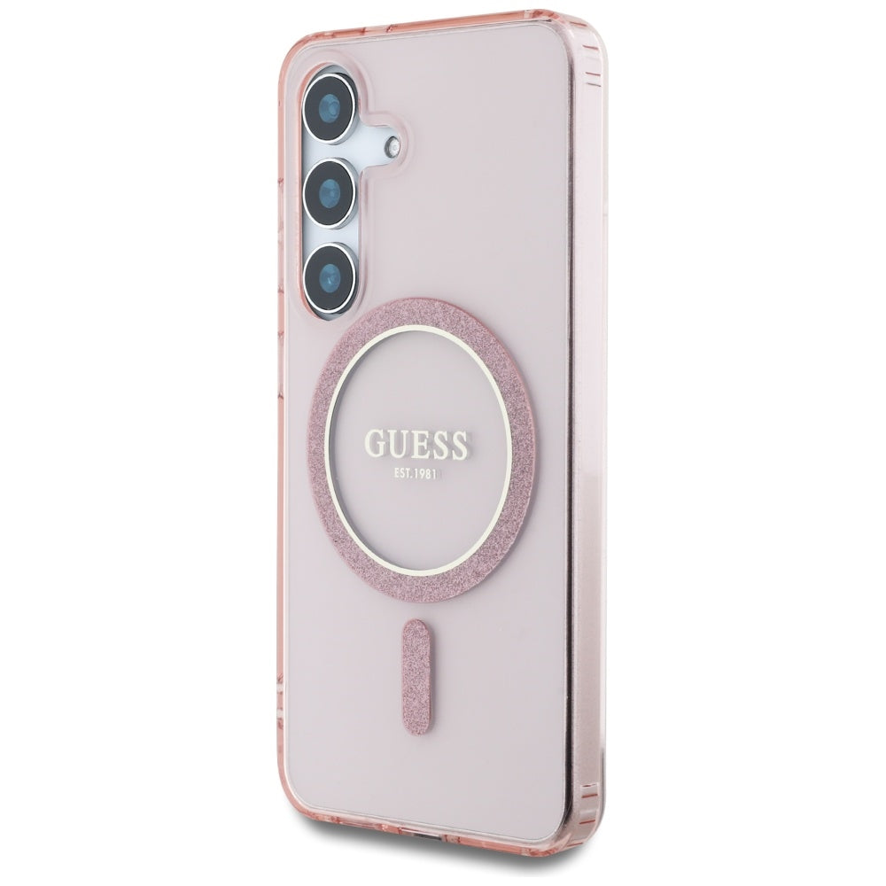 Futrola MagSafe za Samsung Galaxy S25 S931, Guess, IML Glitter Circle, Roza