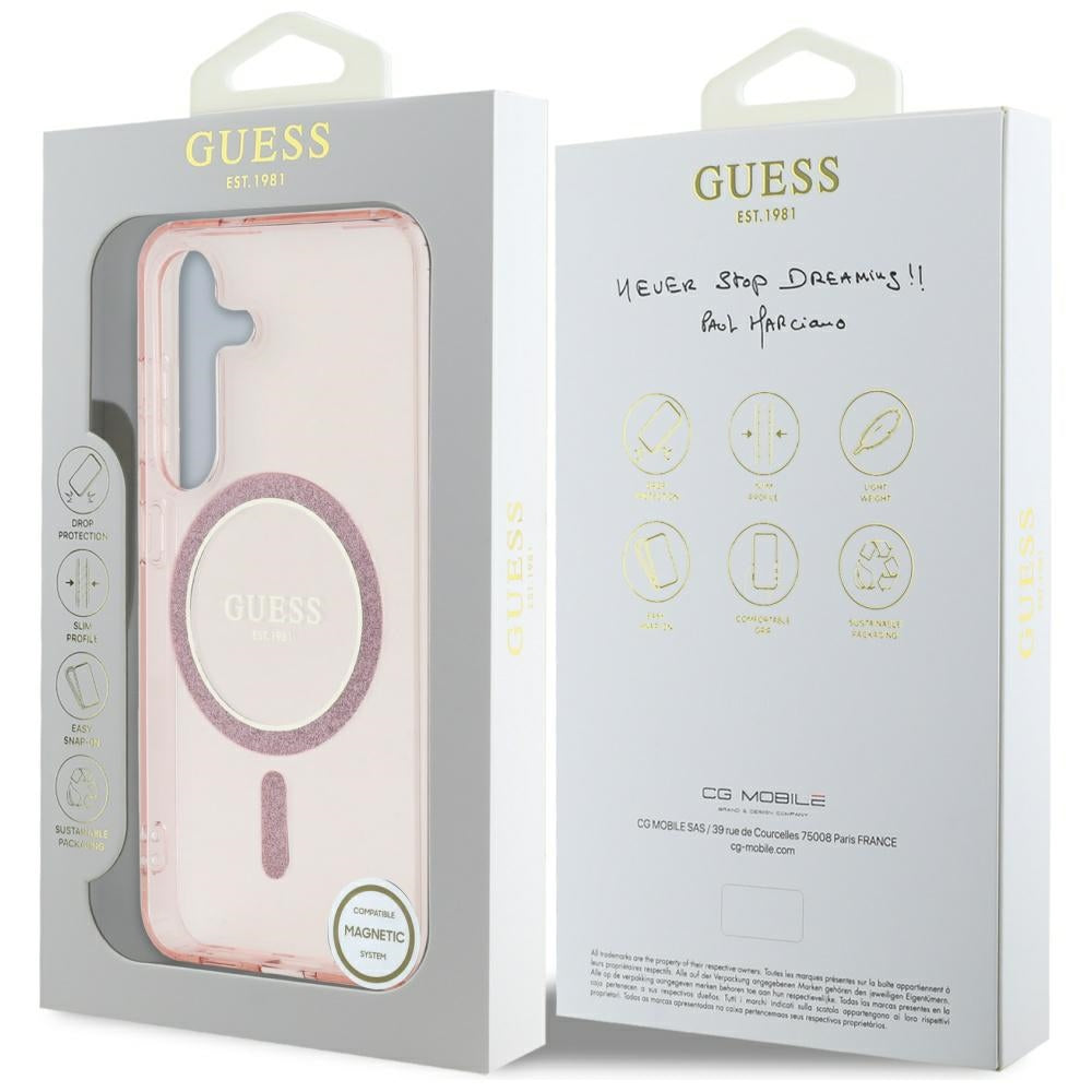 Futrola MagSafe za Samsung Galaxy S25 S931, Guess, IML Glitter Circle, Roza