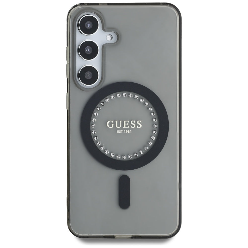 MagSafe futrola za Samsung Galaxy S25 S931, Guess, IML Rhinestone, Crna