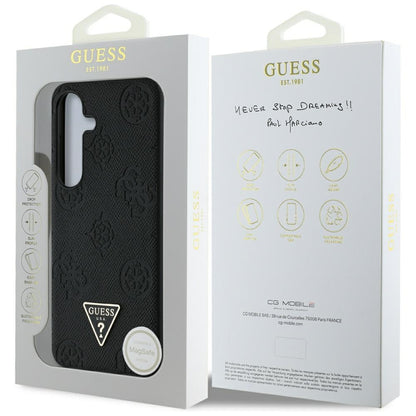 Futrola MagSafe za Samsung Galaxy S25 S931, Guess, Peony Grained Hot Stamp Triangle, Crna
