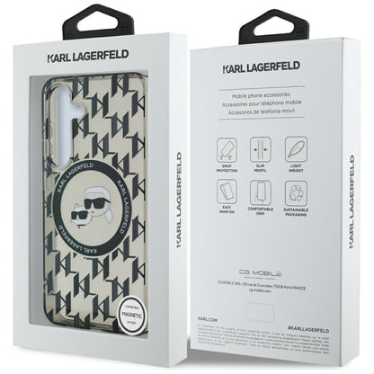 Futrola MagSafe za Samsung Galaxy S25 S931, Karl Lagerfeld, IML Monogram Karl & Choupette's Heads, Crna