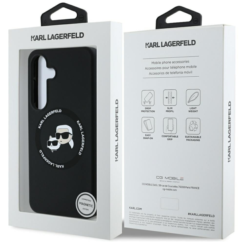Futrola MagSafe za Samsung Galaxy S25 S931, Karl Lagerfeld, Silicone Double Heads, Crna