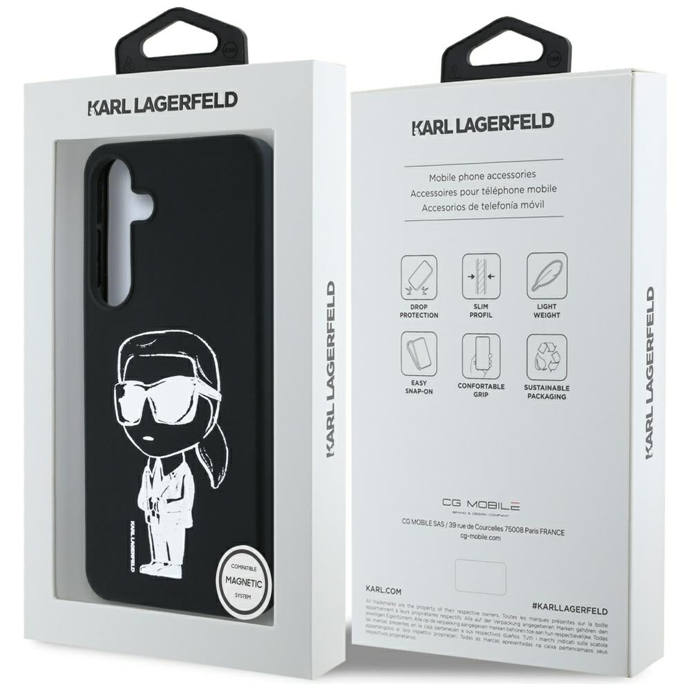 Futrola MagSafe za Samsung Galaxy S25 S931, Karl Lagerfeld, Silikonski Grafiti, Crna