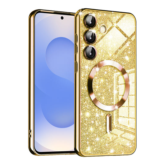 MagSafe futrola za Samsung Galaxy S25 S931, Techsuit, Luxury Glitter, Zlatna