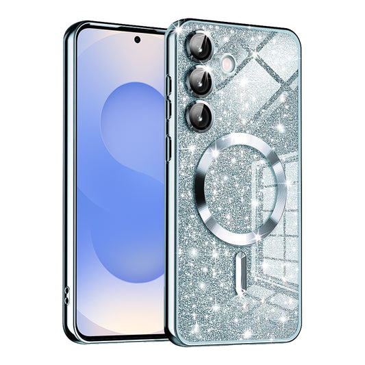 MagSafe maska za Samsung Galaxy S25 S931, Techsuit, Luxury Glitter, Plava