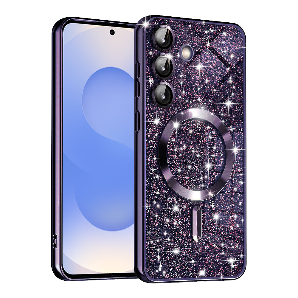 MagSafe futrola za Samsung Galaxy S25 S931, Techsuit, Luxury Glitter, Tamno Ljubičasta