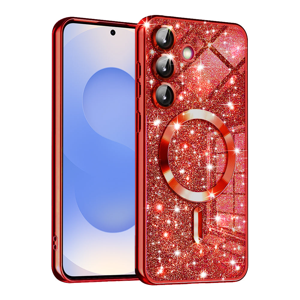 MagSafe futrola za Samsung Galaxy S25 S931, Techsuit, Luxury Glitter, Crvena