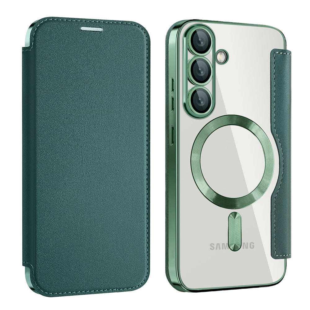 MagSafe futrola za Samsung Galaxy S25 S931, Techsuit, SmartMag Book, Zelena
